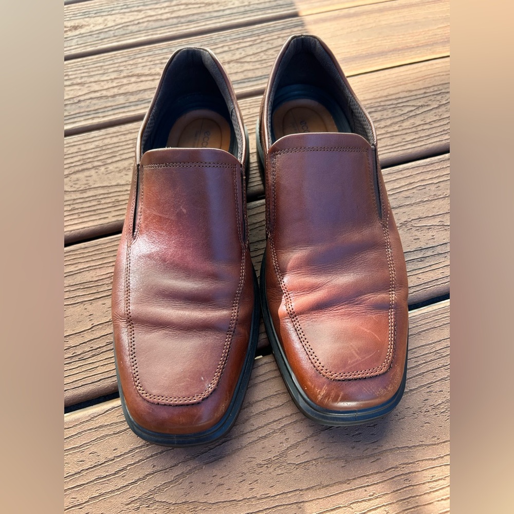 Ecco Men's Chestnut Leather Loafers